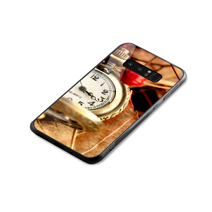 Clock And Cherry Glass Back Case for Galaxy Note 8