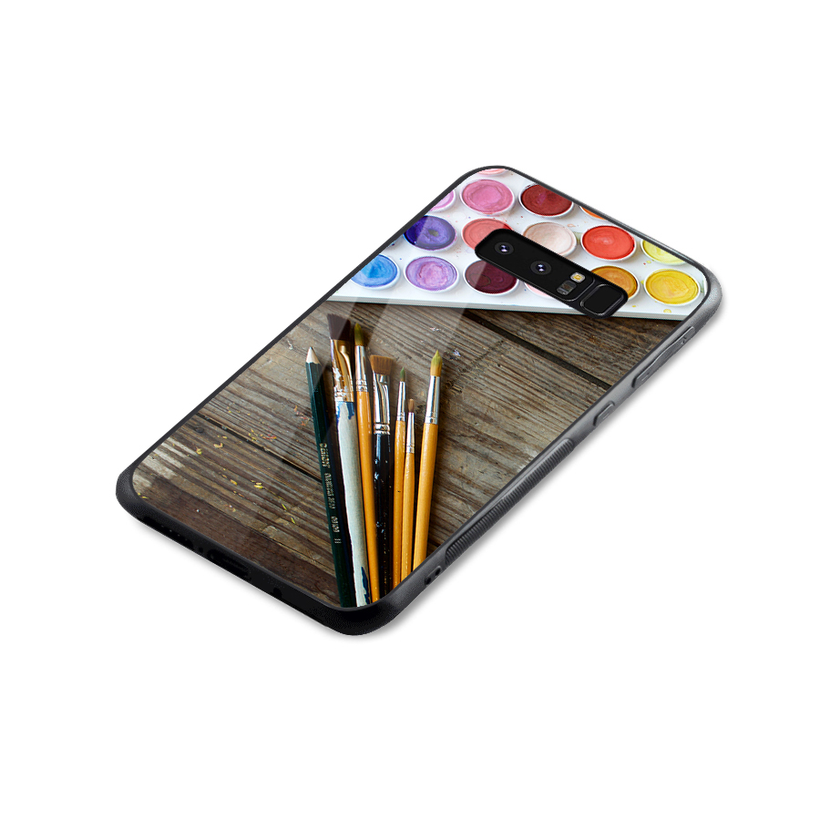 Color Palette and Brush Glass Back Case for Galaxy Note 8