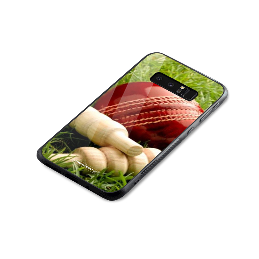 Cricket Ball and Stumps Glass Back Case for Galaxy Note 8