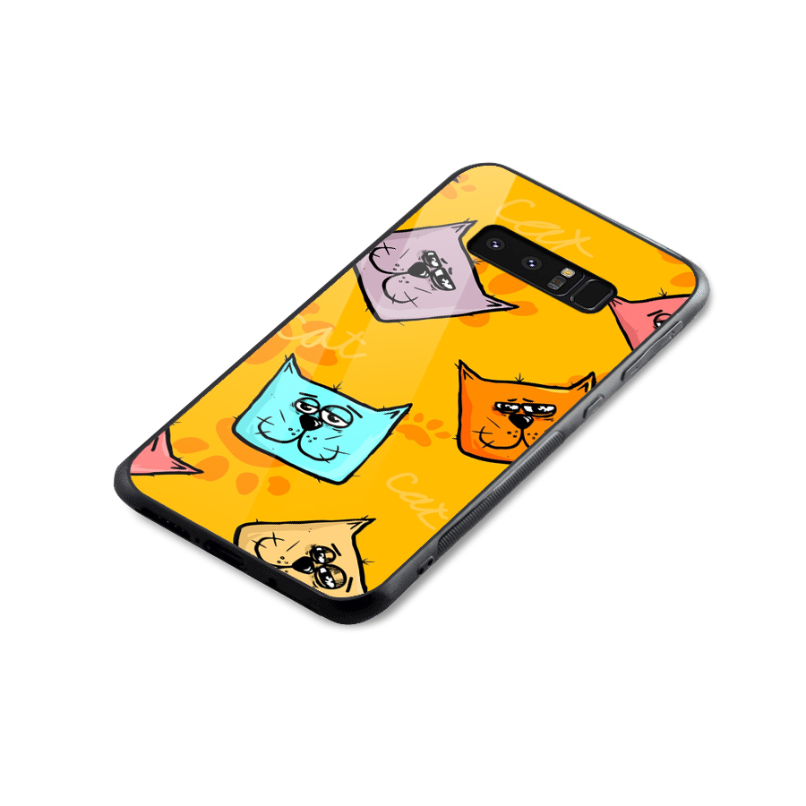 Cute Cat Pattern Glass Back Case for Galaxy Note 8