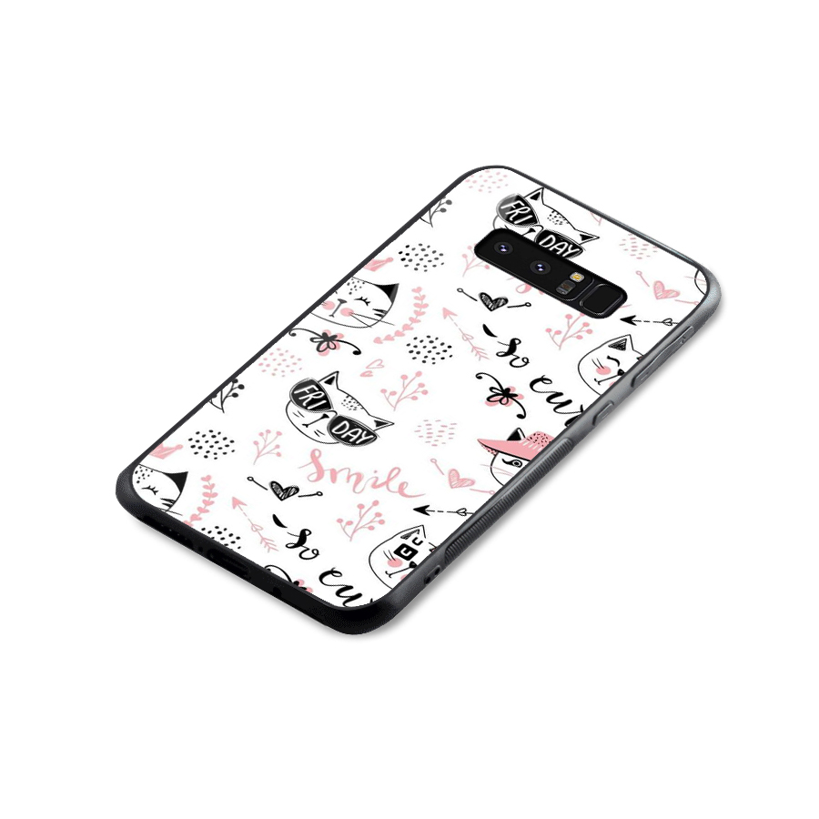Cute Cat Swag Glass Back Case for Galaxy Note 8