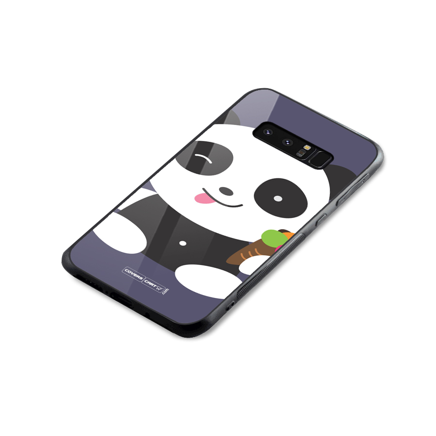 Cute Panda Blue Glass Back Case for Galaxy Note 8