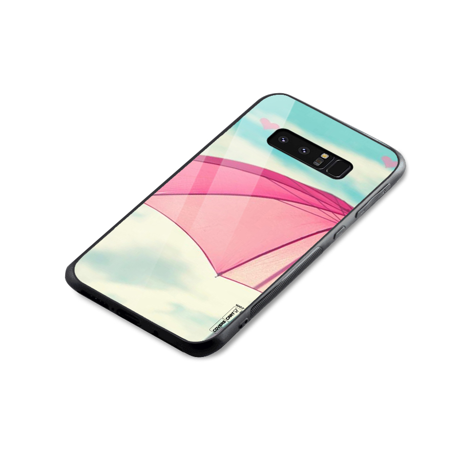Cute Pink Umbrella Glass Back Case for Galaxy Note 8