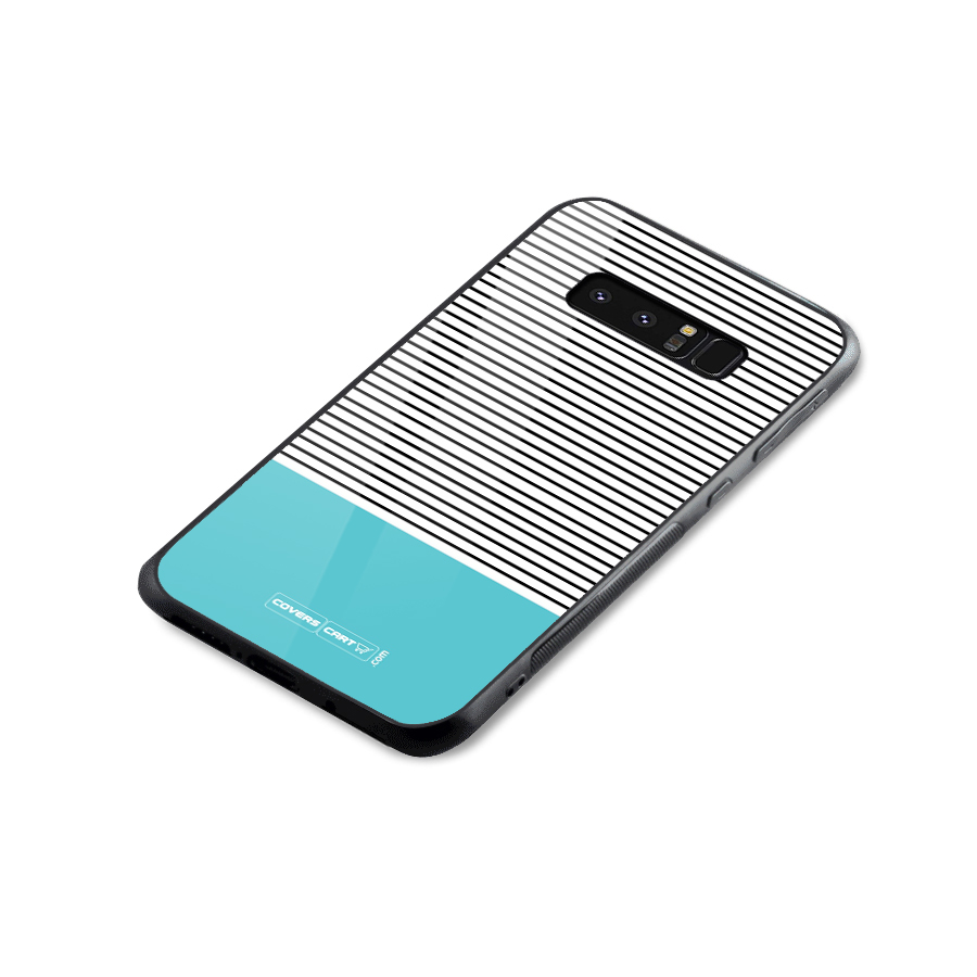 Deep Sky Blue Stripes Glass Back Case for Galaxy Note 8