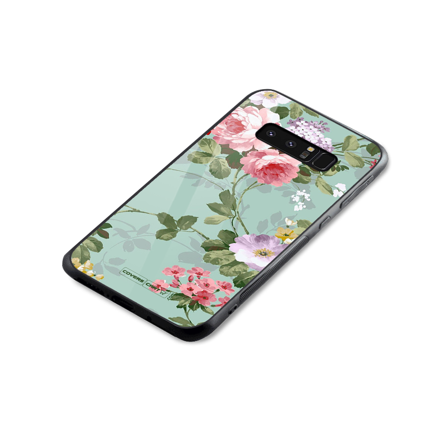 Desinger Floral Glass Back Case for Galaxy Note 8