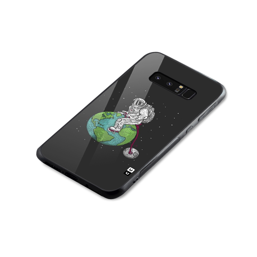 Earth Space Doodle Glass Back Case for Galaxy Note 8