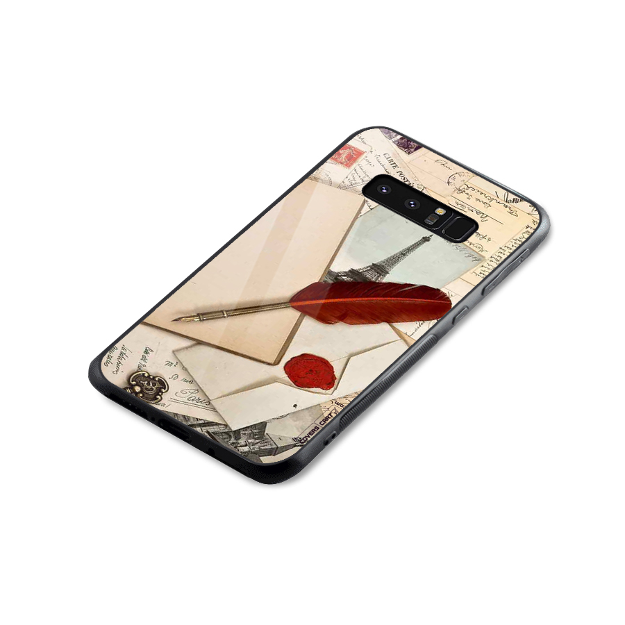 Feather Beauty Glass Back Case for Galaxy Note 8