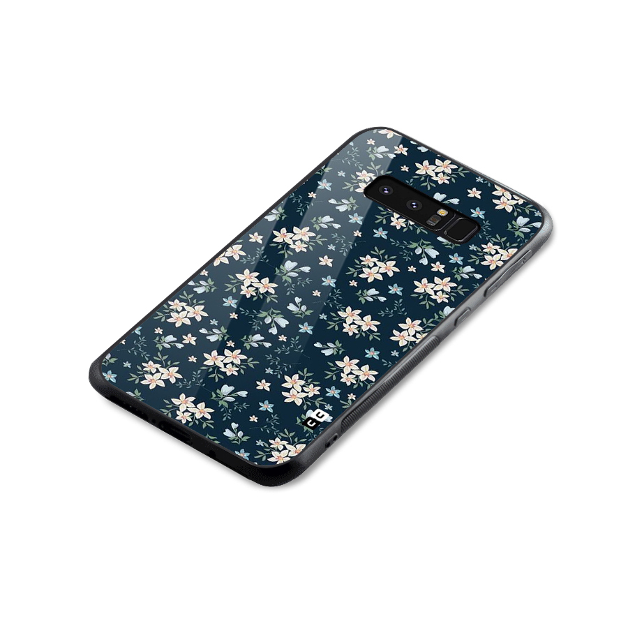 Floral Blue Bloom Glass Back Case for Galaxy Note 8