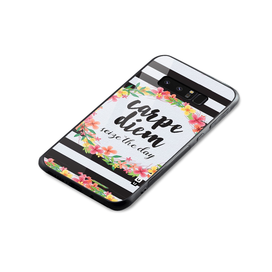Floral Seize The Day Glass Back Case for Galaxy Note 8