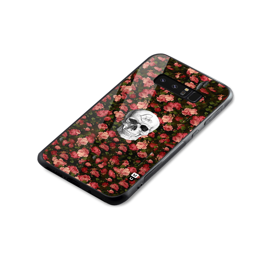 Floral Skull Love Glass Back Case for Galaxy Note 8
