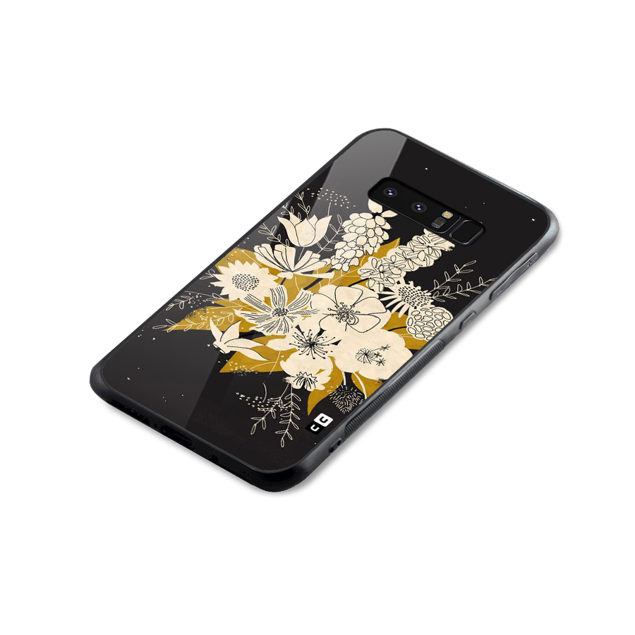 Flower Drawing Glass Back Case for Galaxy Note 8