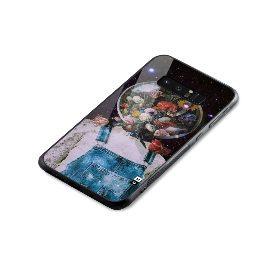 Flower Face Glass Back Case for Galaxy Note 8