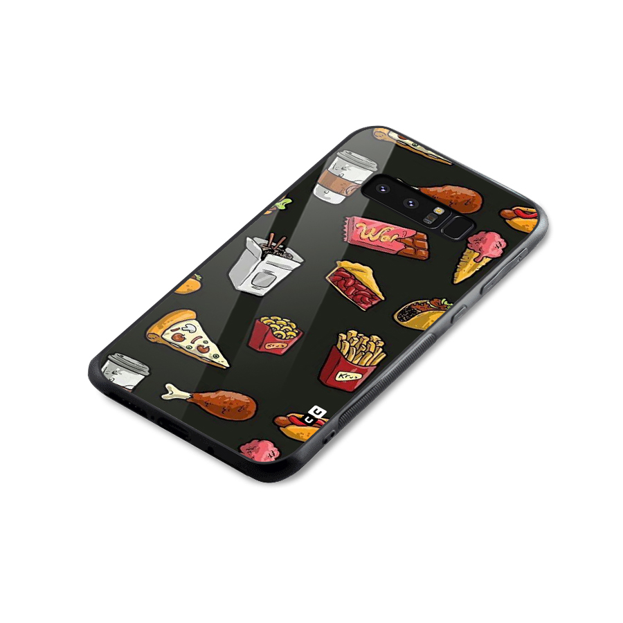 Foodie Pattern Glass Back Case for Galaxy Note 8