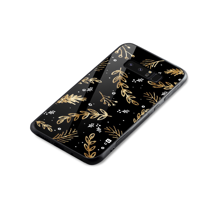 Gold Palm Leaves Glass Back Case for Galaxy Note 8