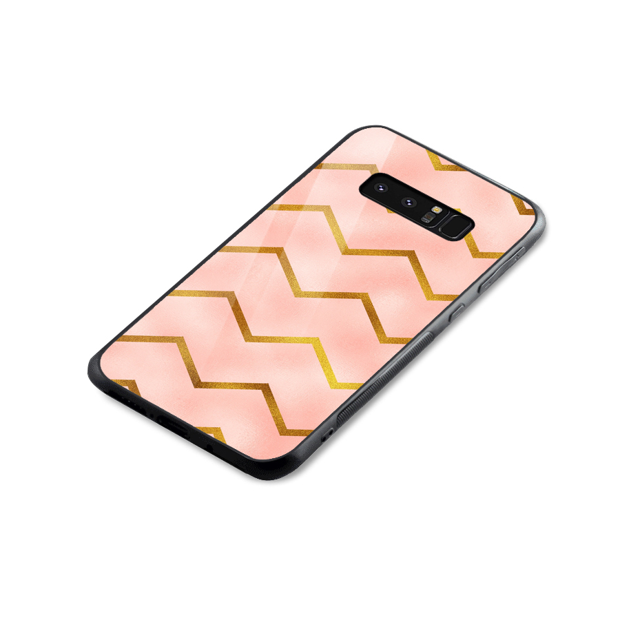 Gold Pink Pattern Glass Back Case for Galaxy Note 8