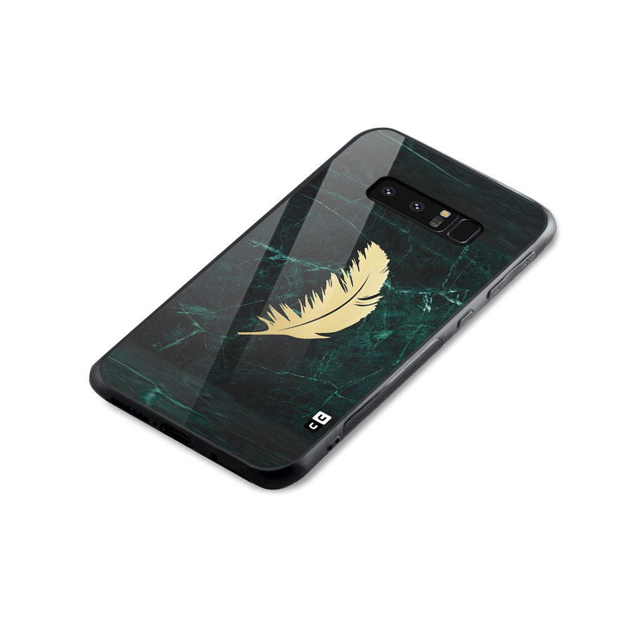 Golden Feather Glass Back Case for Galaxy Note 8