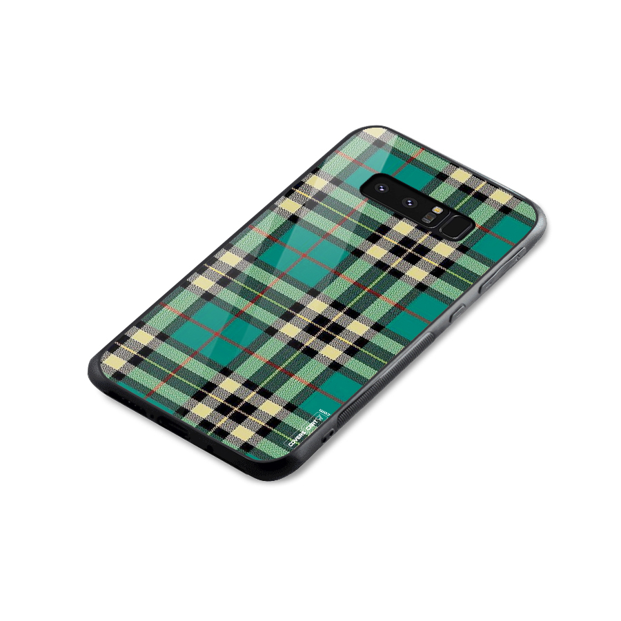 Green Check Glass Back Case for Galaxy Note 8