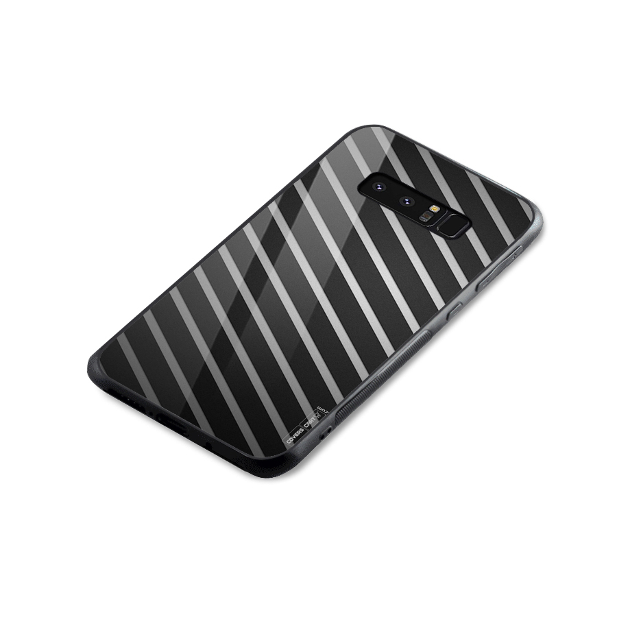 Grey And Black Stripes Glass Back Case for Galaxy Note 8