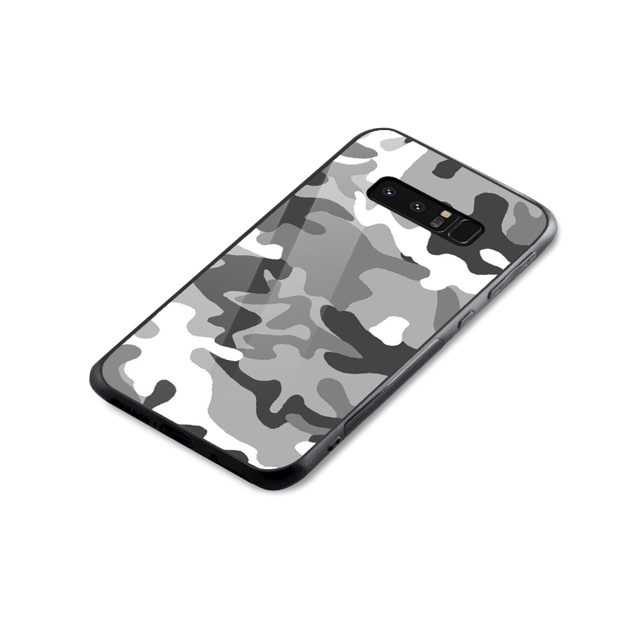 Grey Military Glass Back Case for Galaxy Note 8