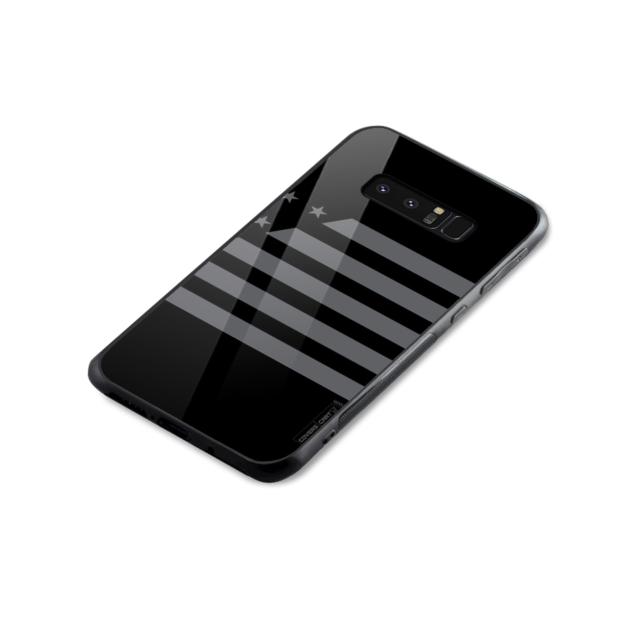 Grey Star Striped Pattern Glass Back Case for Galaxy Note 8