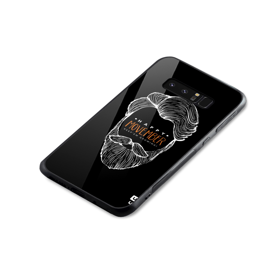 Happy Movember Black Glass Back Case for Galaxy Note 8