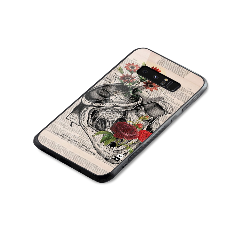 Heart Newspaper Glass Back Case for Galaxy Note 8