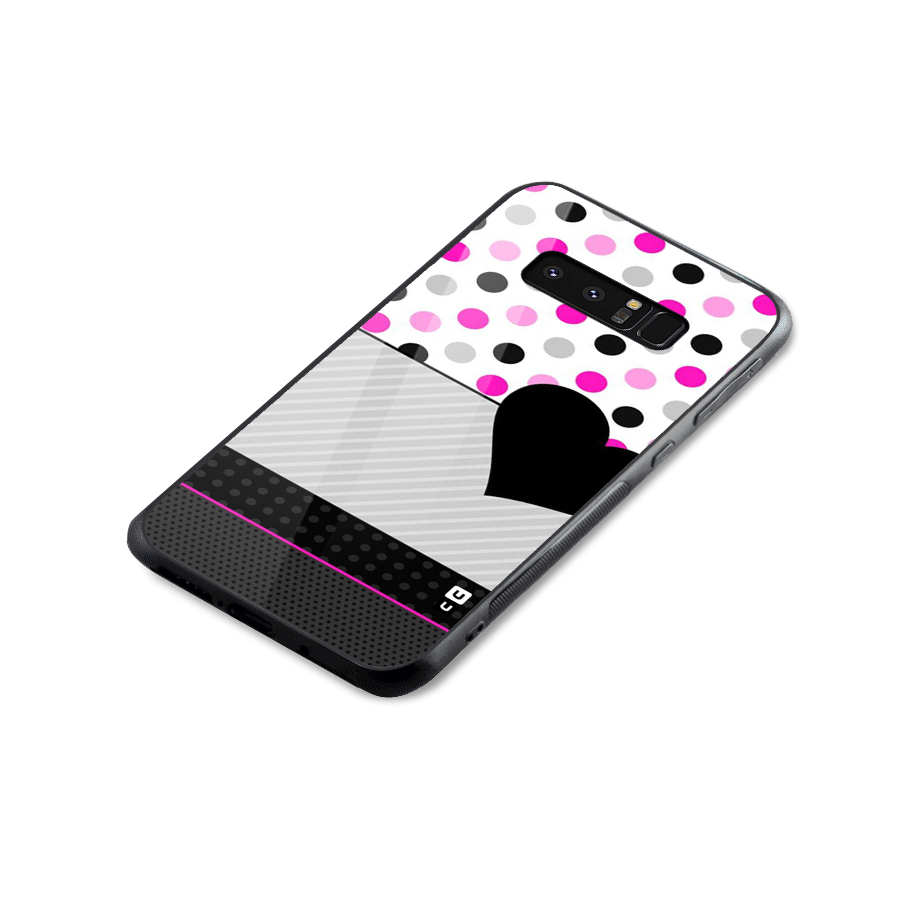 Heart Polka Stripes Glass Back Case for Galaxy Note 8