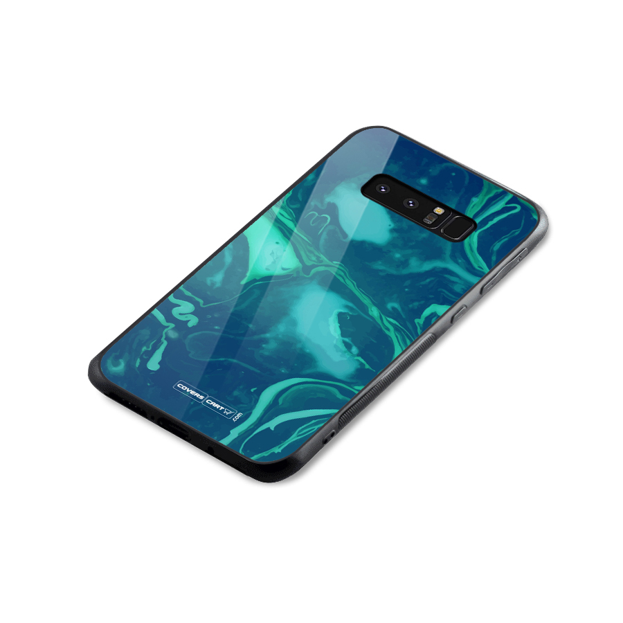 Jazzy Green Marble Texture Glass Back Case for Galaxy Note 8