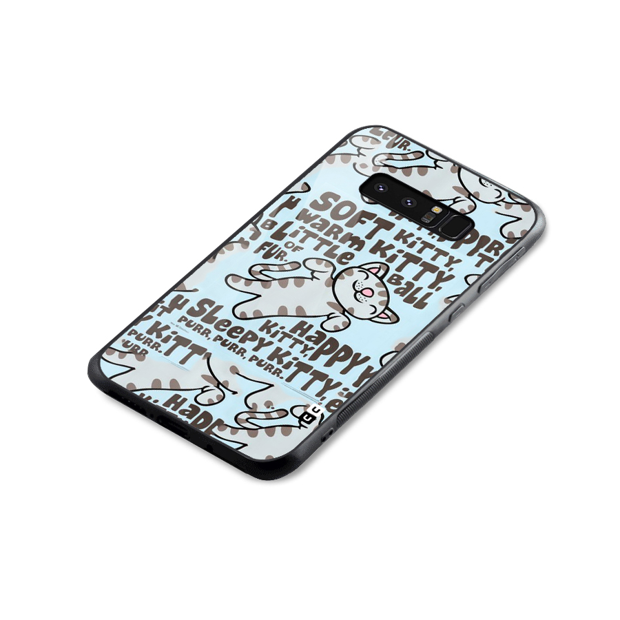 Kitty Pattern Glass Back Case for Galaxy Note 8