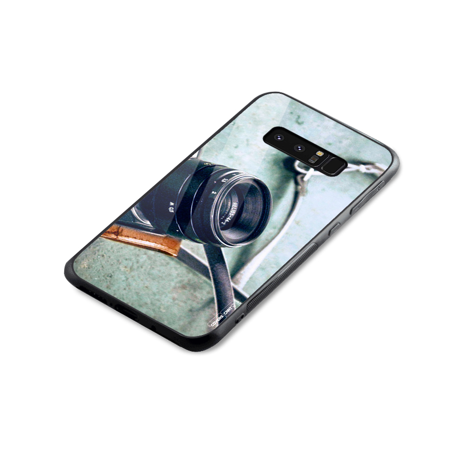 Leather Camera Lens Glass Back Case for Galaxy Note 8