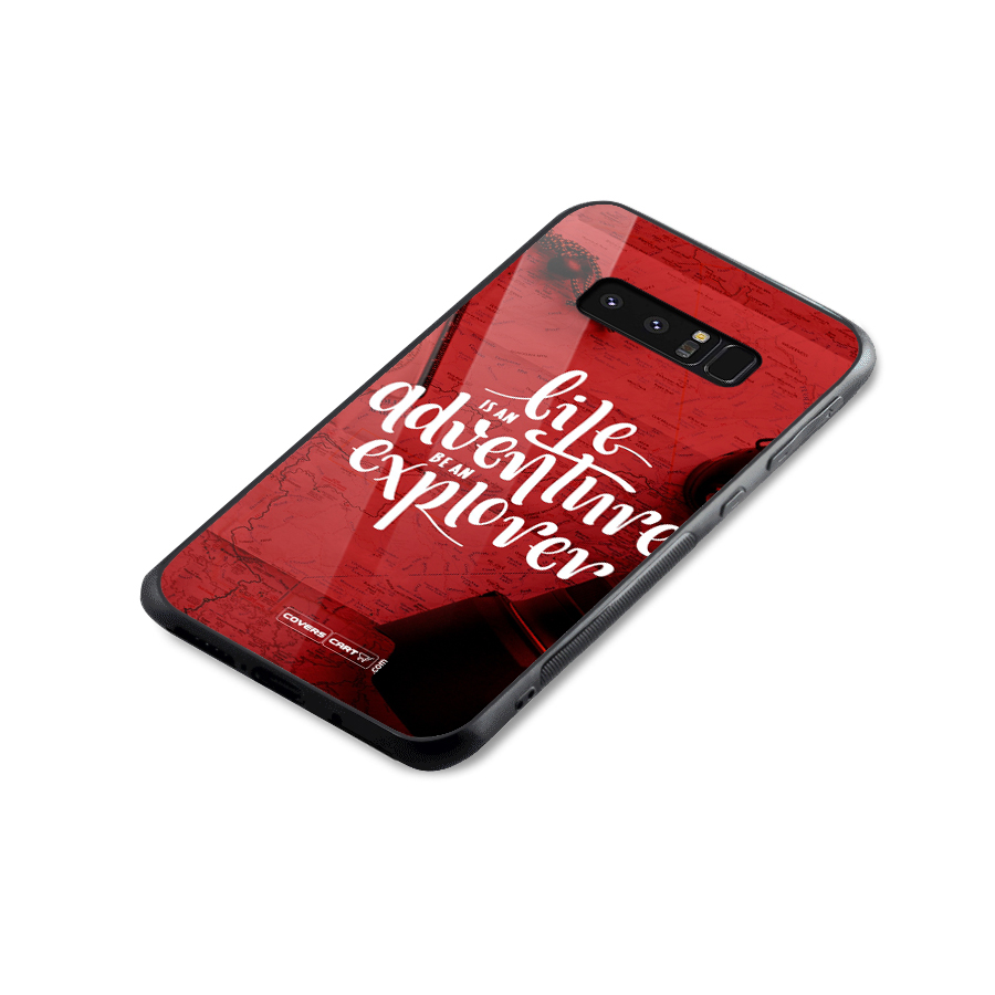 Life Adventure Explorer Glass Back Case for Galaxy Note 8