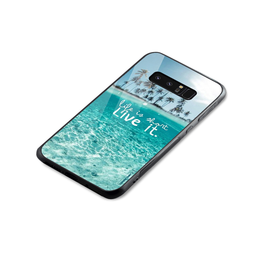Life Is Short Glass Back Case for Galaxy Note 8