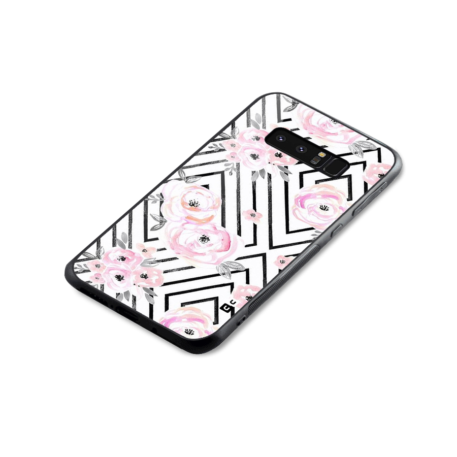 Light Pastel Flowers Design Glass Back Case for Galaxy Note 8