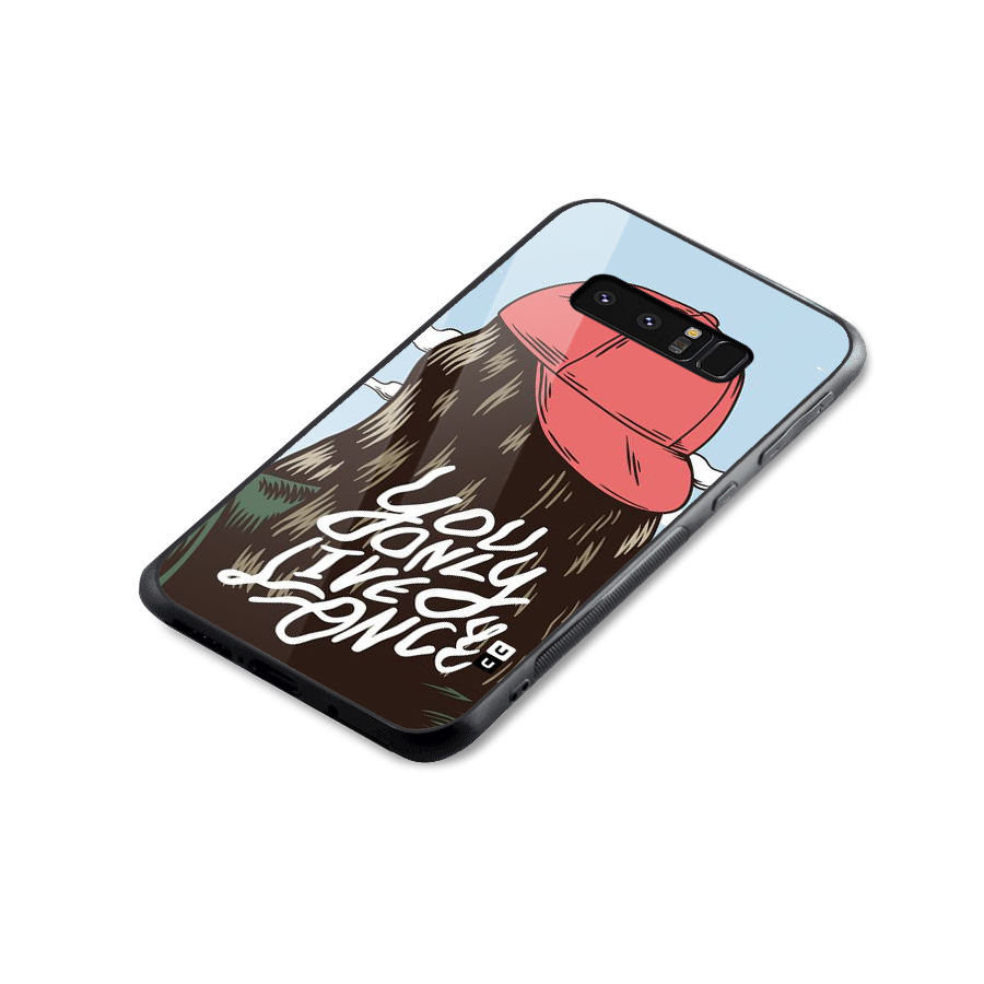 Live Once Glass Back Case for Galaxy Note 8