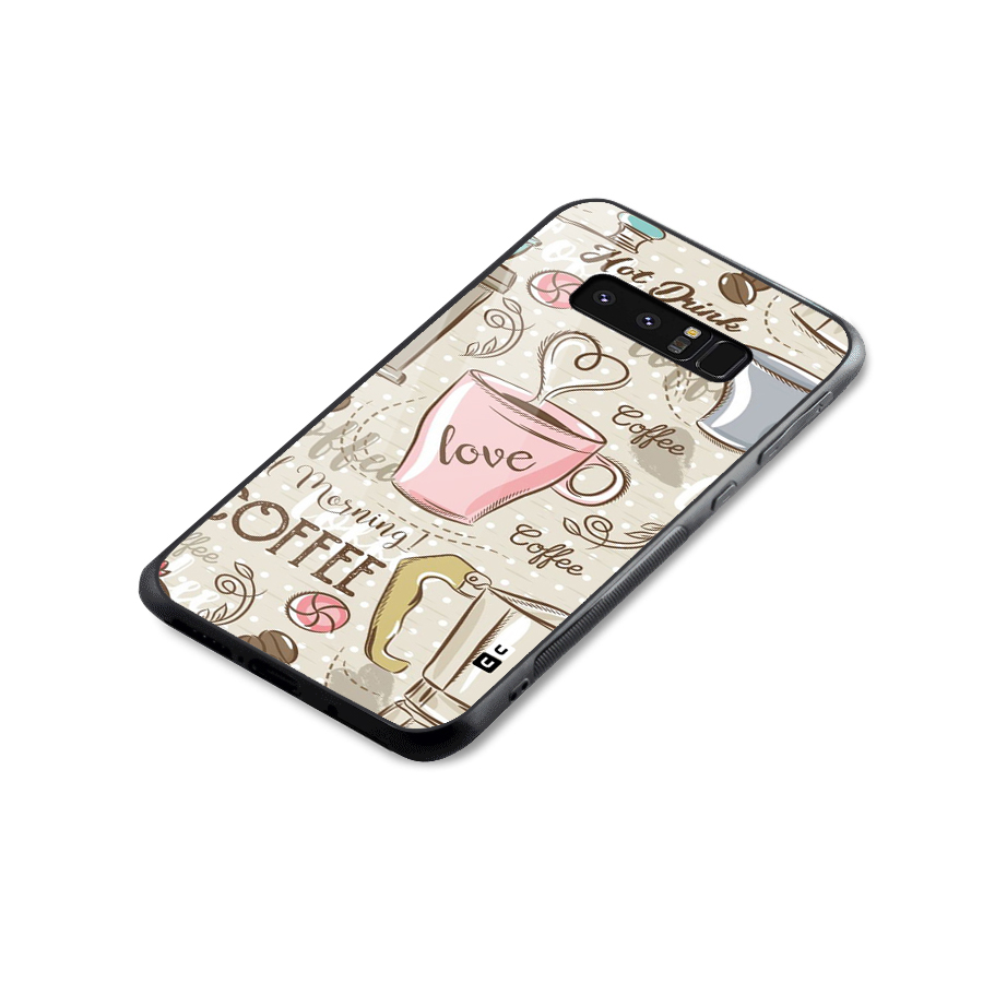 Love Coffee Design Glass Back Case for Galaxy Note 8