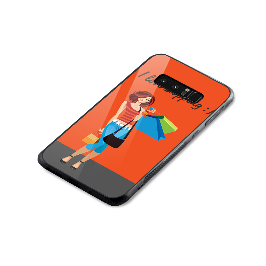 Love Shopping Classy Girl Glass Back Case for Galaxy Note 8