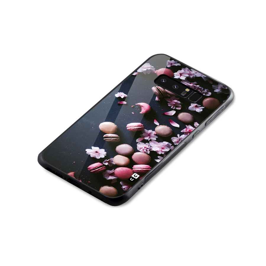 Macaroons And Cheery Blossoms Glass Back Case for Galaxy Note 8
