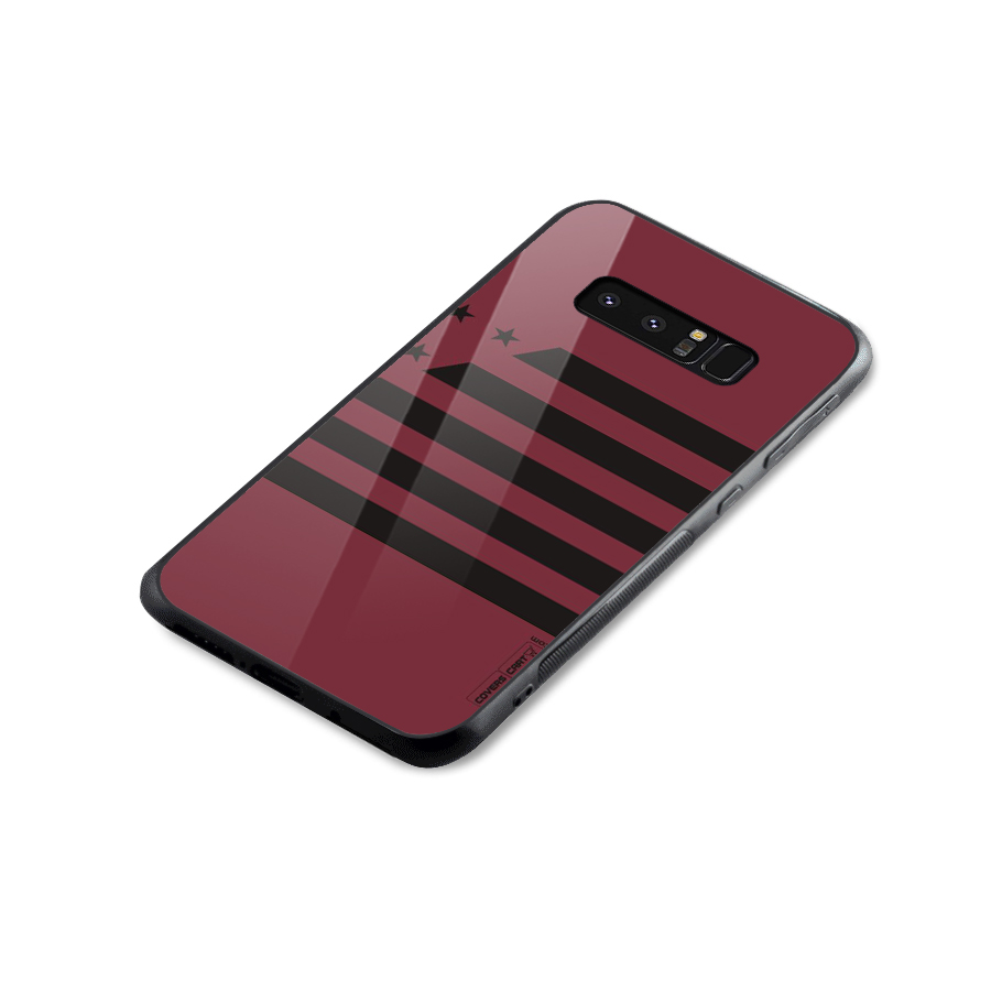 Maroon Star Striped Glass Back Case for Galaxy Note 8