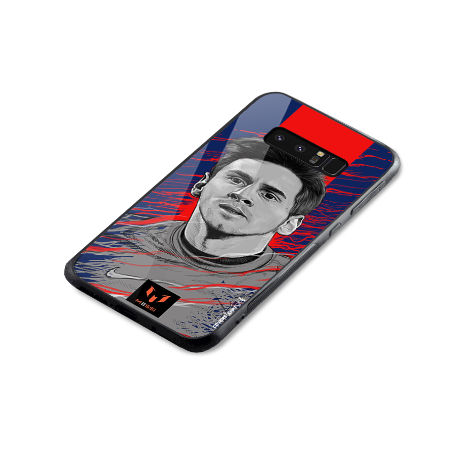 Messi For FCB Glass Back Case for Galaxy Note 8