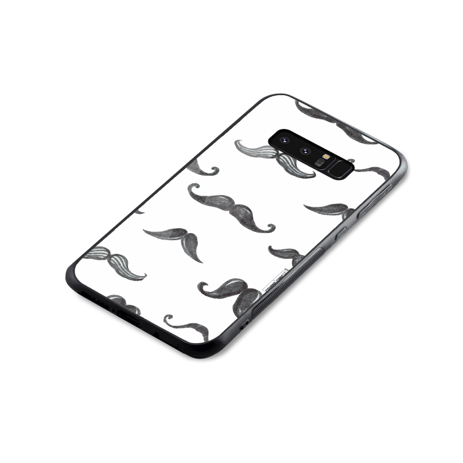 Moustache Pattern (Black) Glass Back Case for Galaxy Note 8