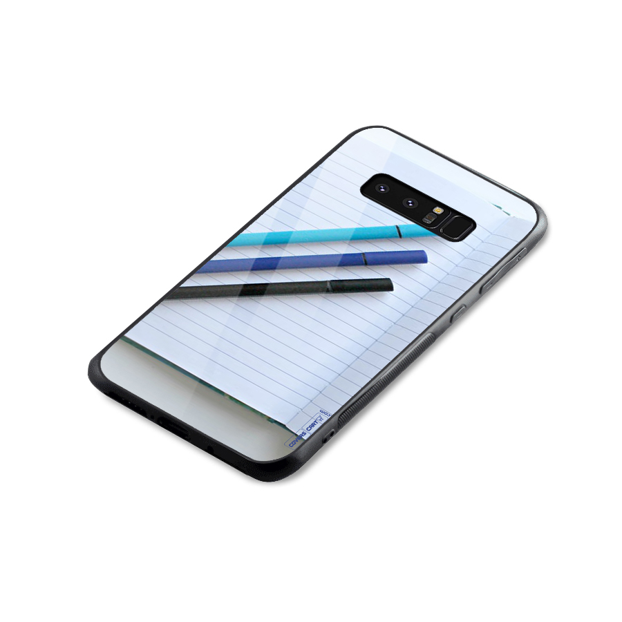 Notebook And Pens Glass Back Case for Galaxy Note 8
