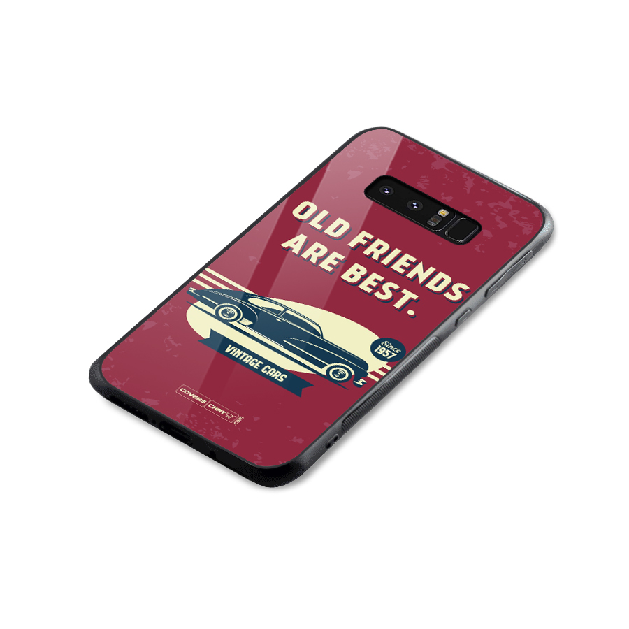 Old Friends Vintage Car Glass Back Case for Galaxy Note 8