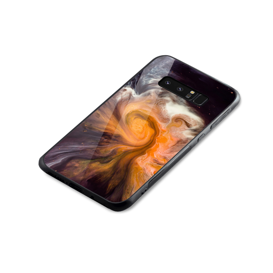 Orange Fusion Glass Back Case for Galaxy Note 8