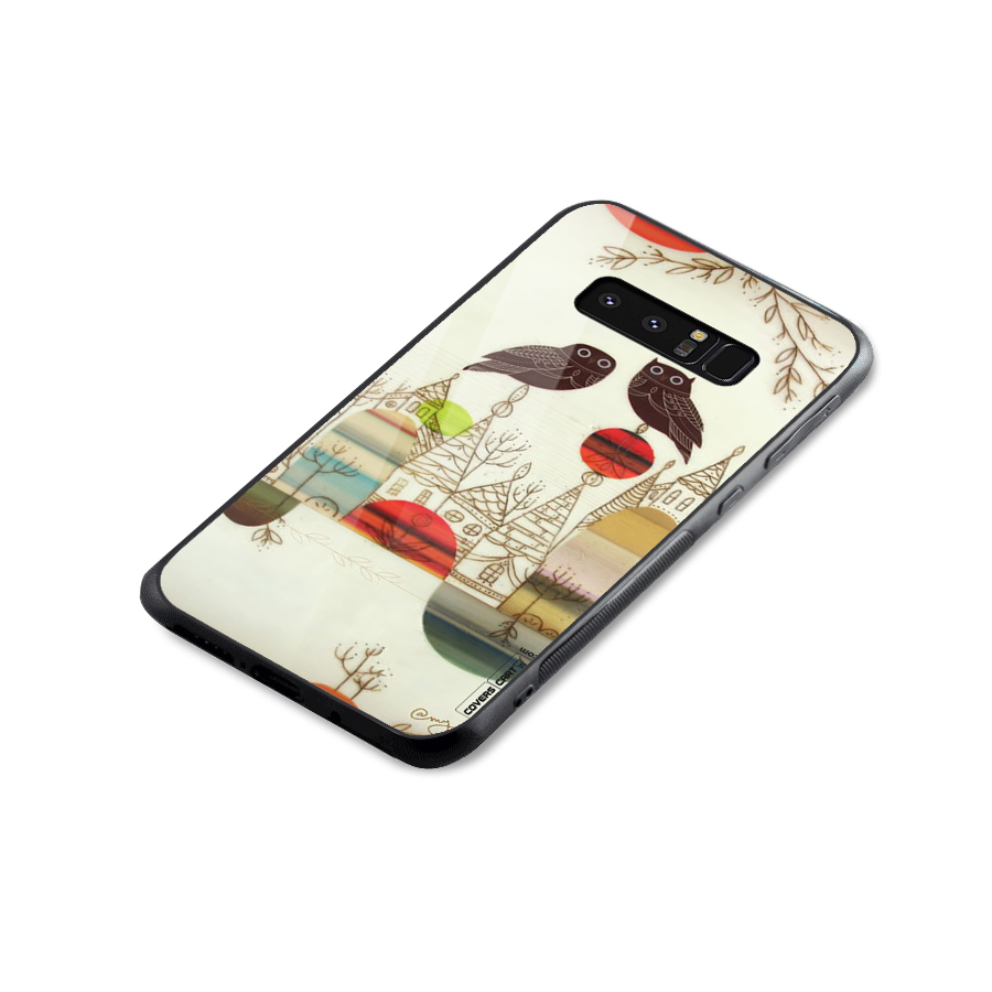 Owl Art Glass Back Case for Galaxy Note 8