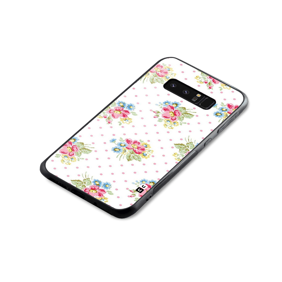 Painted Polka Floral Glass Back Case for Galaxy Note 8