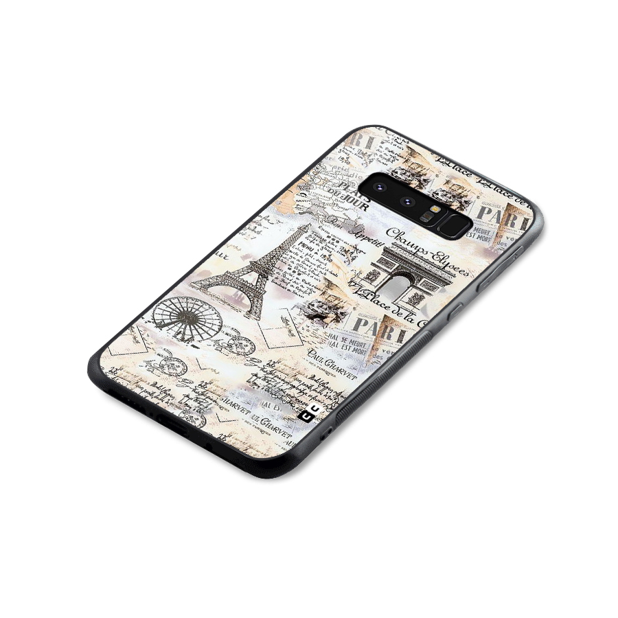 Paris Paper Glass Back Case for Galaxy Note 8