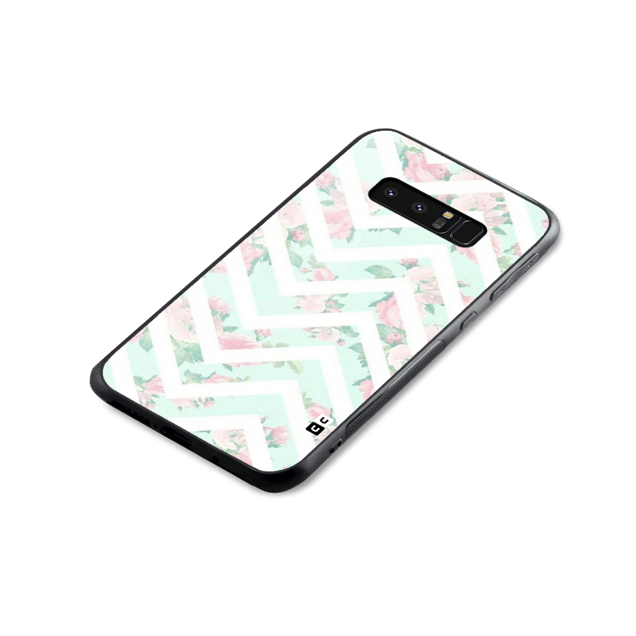 Pastel Floral Zig Zag Glass Back Case for Galaxy Note 8