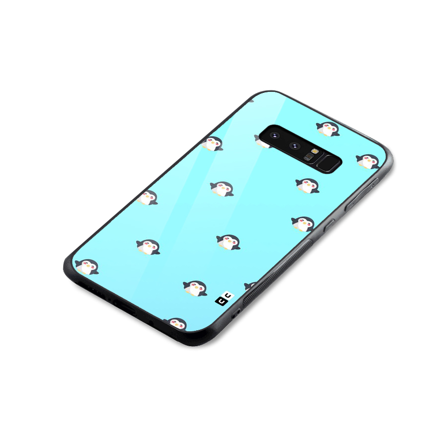 Penguins Pattern Print Glass Back Case for Galaxy Note 8