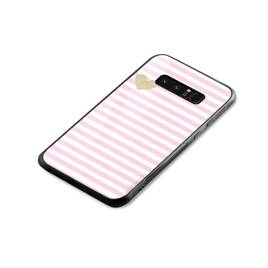 Pink Stripes Glass Back Case for Galaxy Note 8