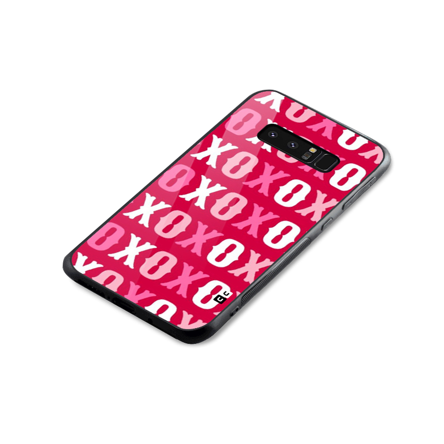 Pink White Xoxo Glass Back Case for Galaxy Note 8